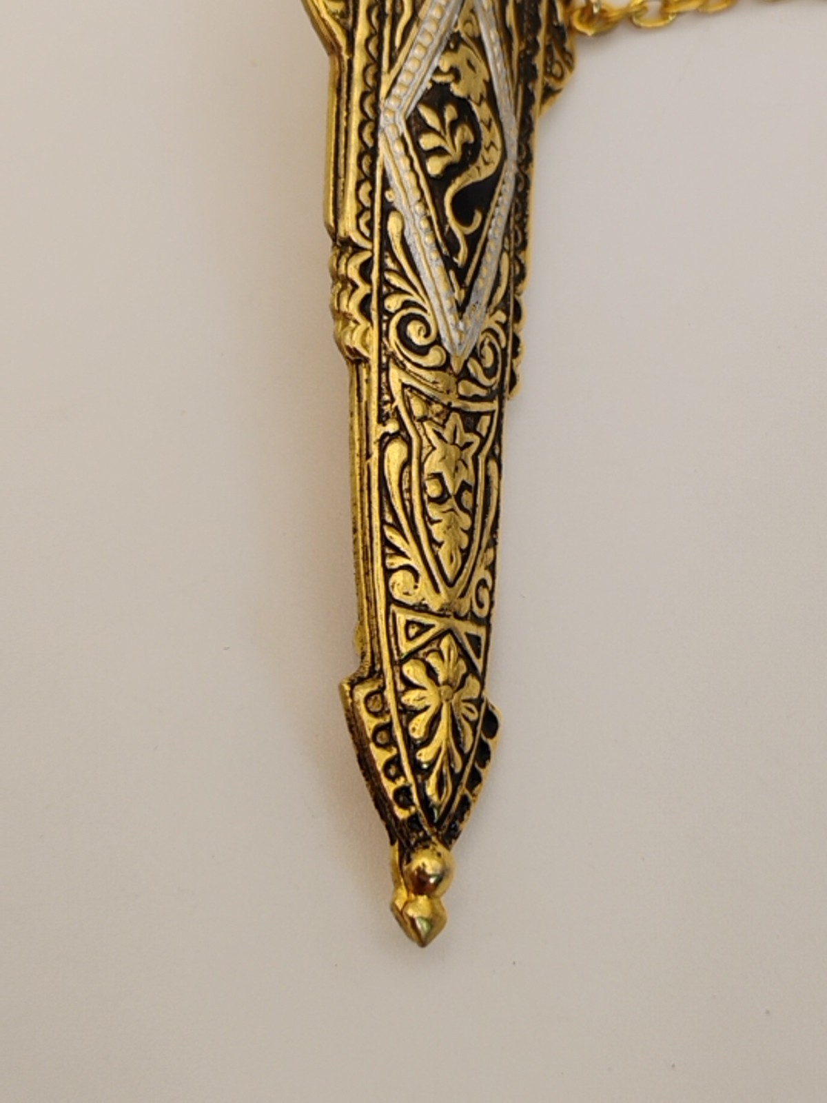 Vintage SPAIN 24k Gold Inlay Damascene Dagger/Sword Brooch/Pin