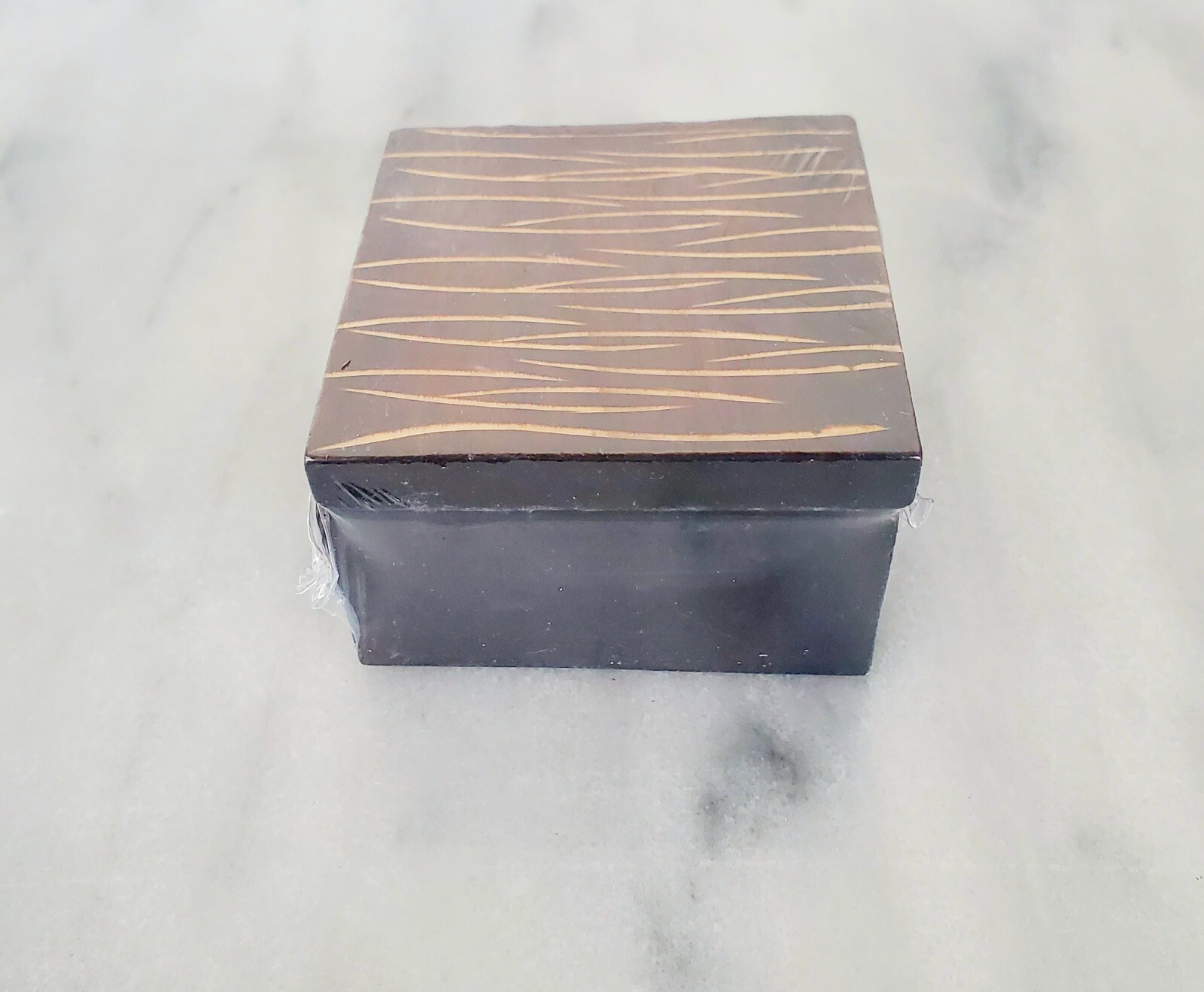 Wooden Jewelry Box Black With Brown Top Keepsake Trinket Box