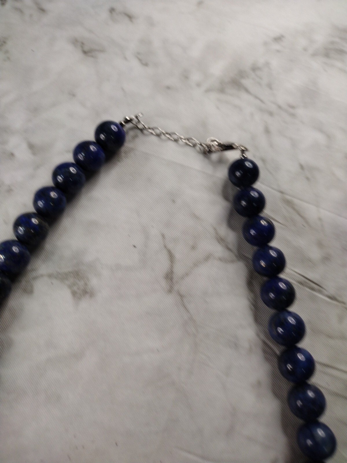 BBJ Sterling Silver 925 Bangkok Blue Lapis Lazuli Round Beaded Necklace