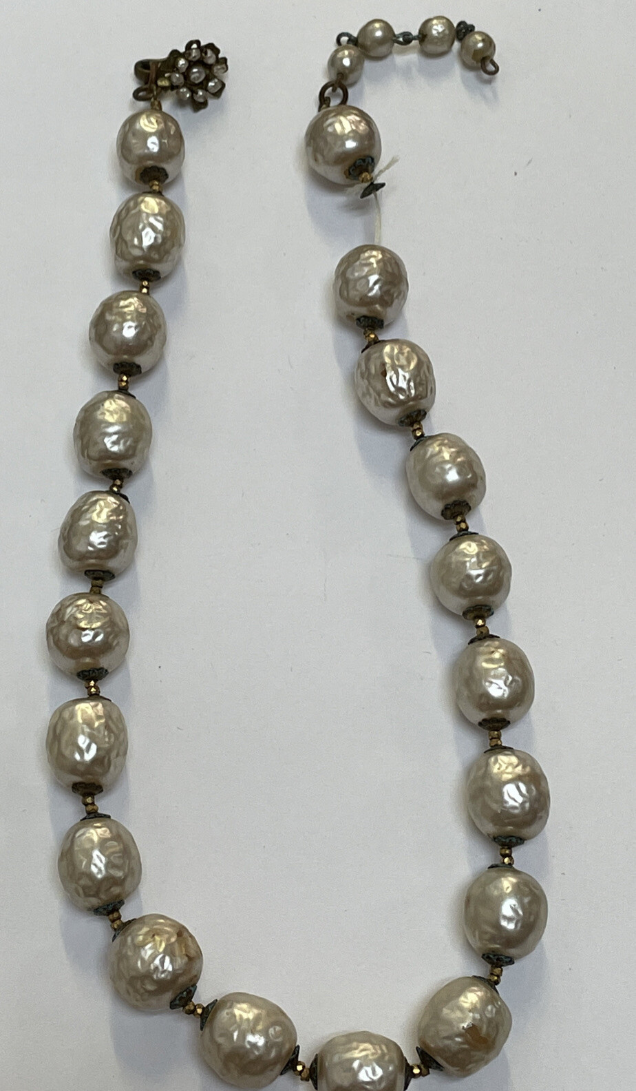 SIGNED MIRIAM HASKELL DAUX BAROQUE PEARL NECKLACE FLOWER CLASP ~ SEE DETAILS!