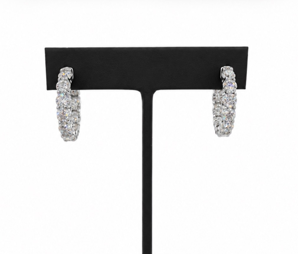 3.50 CTW Lab Grown Diamond Inside Out Hoop Earrings 14K White Gold 22mm