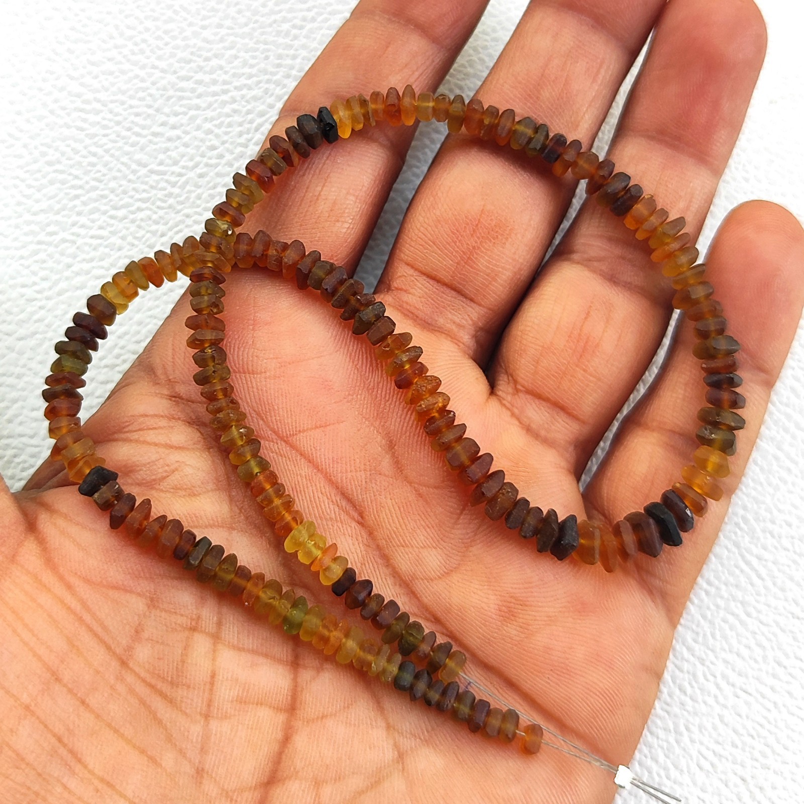 Natural Rainbow Tourmaline 4-5mm Unpolished Raw Beads 14″ Strand Brazil Gems