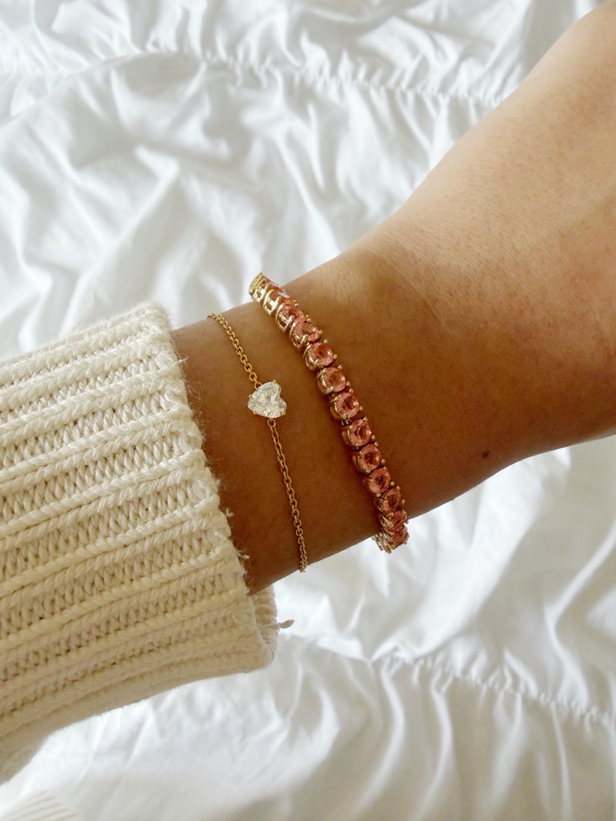 GIVENCHY Gold-Tone Pink Crystal Adjustable Slider Bracelet