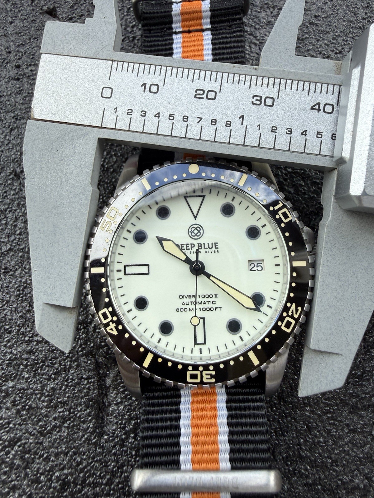 Deep Blue Precision Diver 1000 II 40mm White Full Lume Dial Nato Box Papers