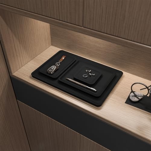 Microfiber Jewelry Display Flat Tray for Rings Earrings 10 * 10 * 1.5cm Black