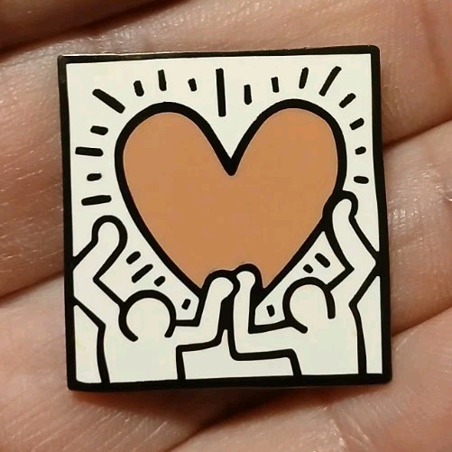 Keith Haring Heart World Art Untitled NYC Hands Figure Artist Custom ENAMEL PIN
