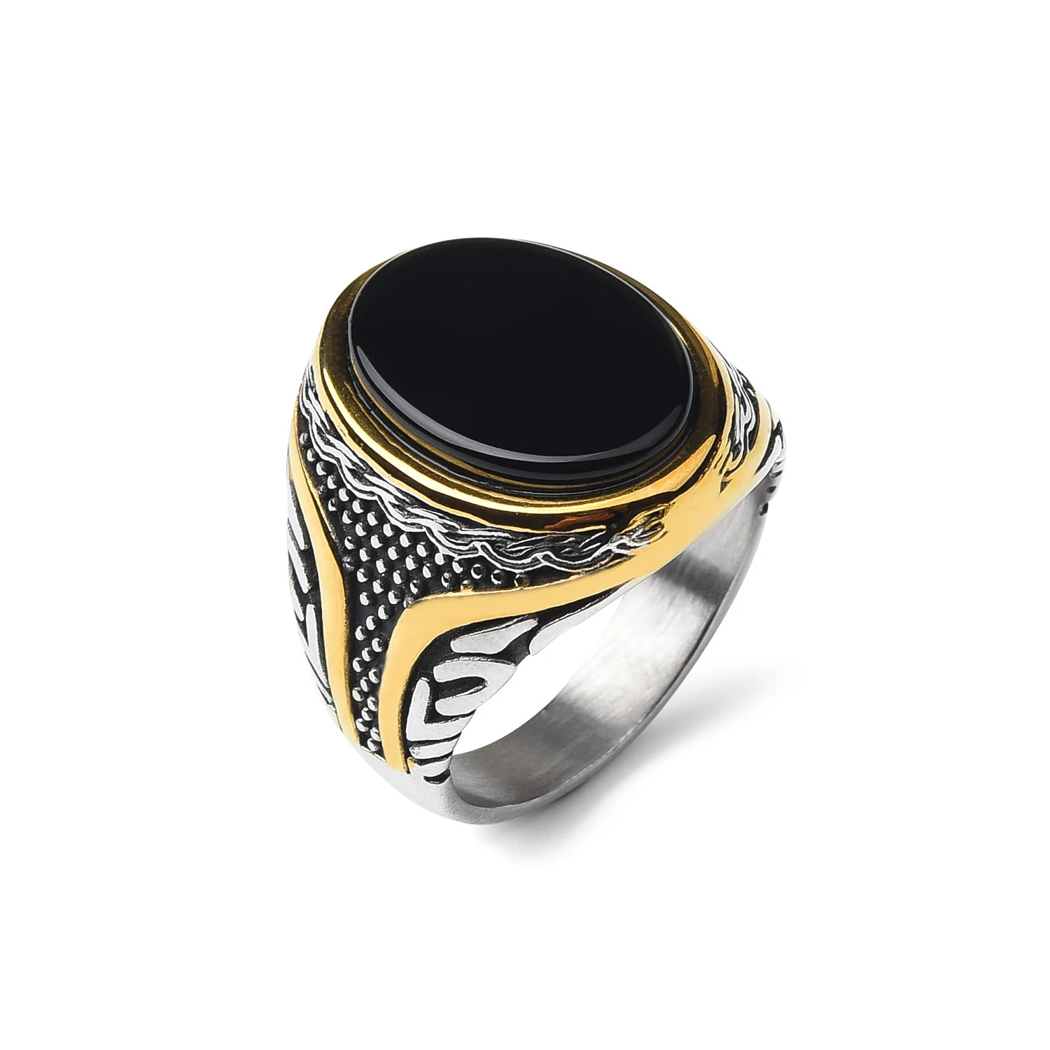 Wide Band Ring Stainless Steel Classic Multi Color Inlay Trend Unisex Jewelry