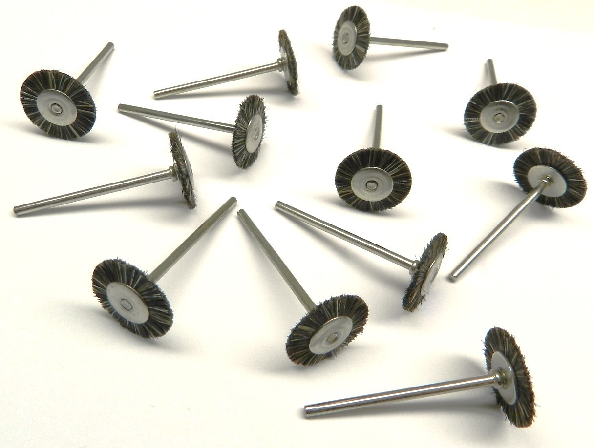 12 Mounted Medium Bristle 3/4″ Brush Wheel 3/32″ Shank for Rotary Tool