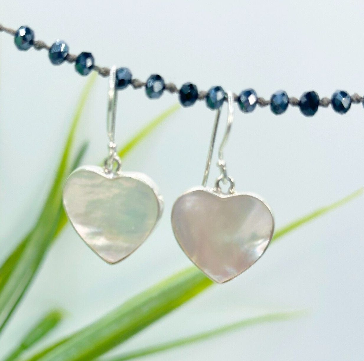 Heart Mother of Pearl Shell 925 Sterling Silver Handmade Earring NEW DESIGN!