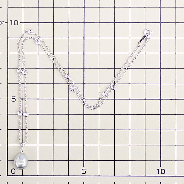 MIKIMOTO Black Pearl South Sea Pearl Necklace diamond K18 white gold Used 908404