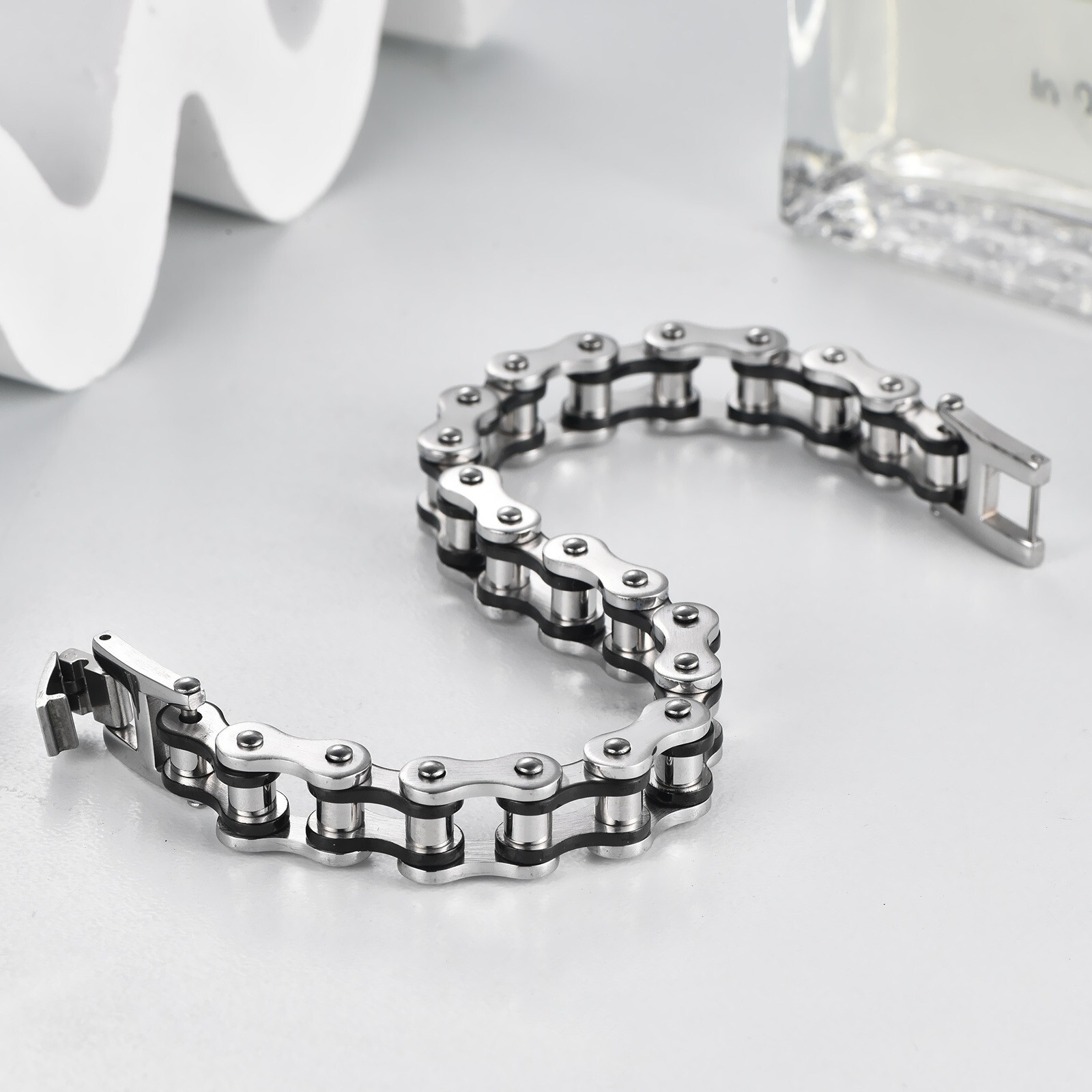 8″ Exquisite Heavy Solid Stainless Steel Men’s Motorcycle Bike Chain Bracelet