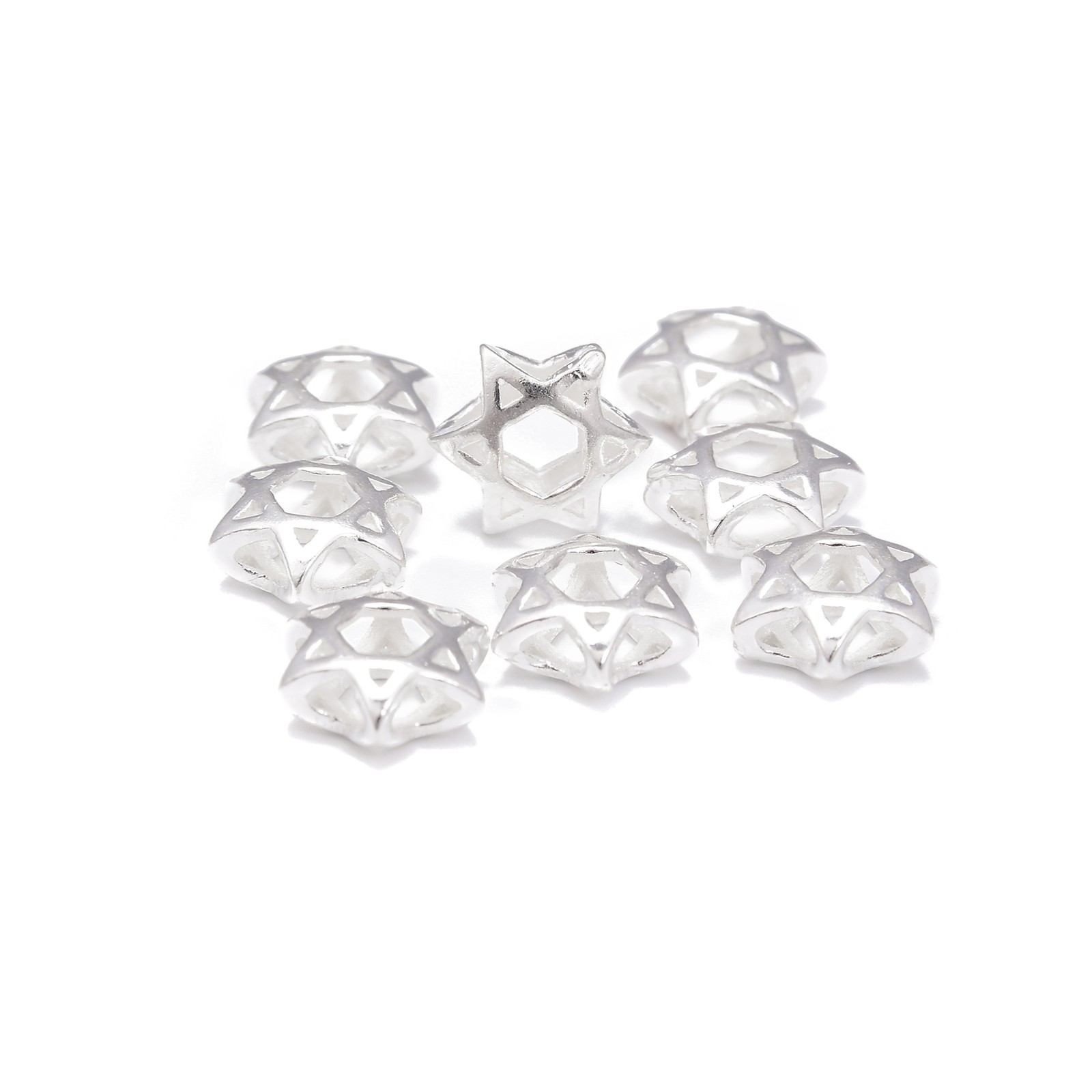 Sterling Silver Hollow Star Beads Size 4x10mm, 6pcs per Bag (4x10mm)