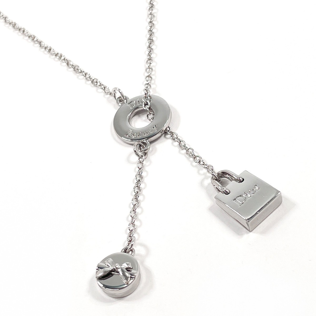 Christian Dior Necklace Lariat Christian Dior Beauty logo metal silver Women