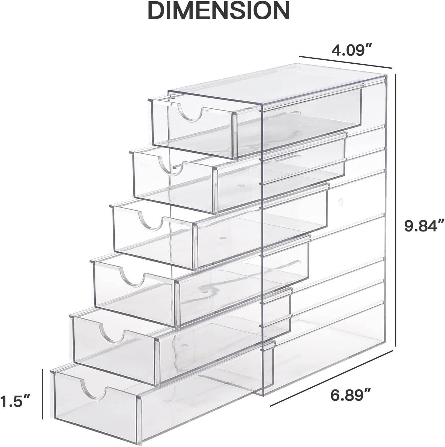 Clear 6-Drawer Hair Accessory Organizer Box – Compact Storage for Home & Office