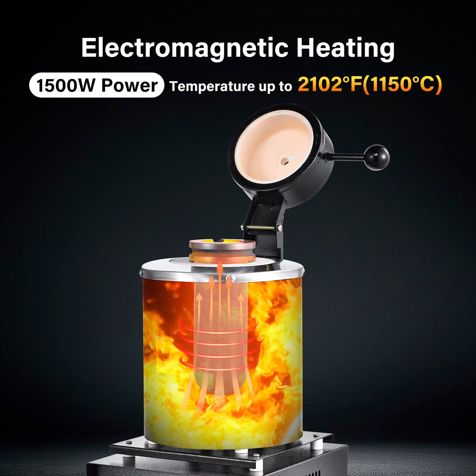 Electric Gold Melting Furnace 1500W with Digital Control and Crucibles