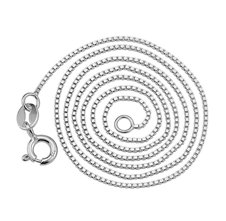 5Pcs 925 Silver Plated 0.8mm Box Chain Spring Ring Necklace 18″/460mm