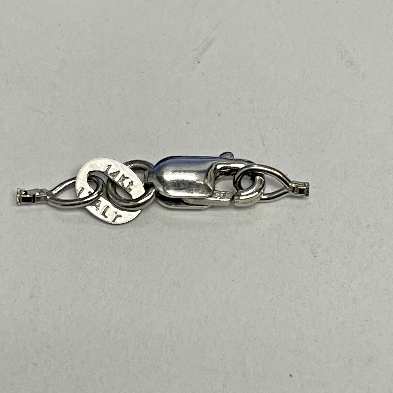 14k White Gold Lobster Clasp & Jump Ring Chain End 4 x 8mm 0.5g Italy