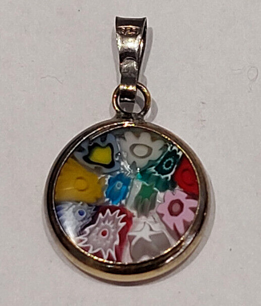 Pendant Ø14.4mm Silver 925 Millefiori Murano Venice New Glass of Venice (1)