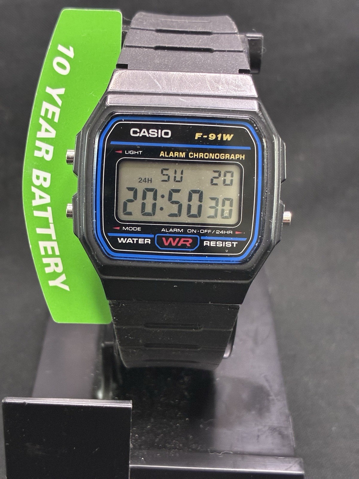 New Casio F-91W Style Digital Watch Black Resin Sport Alarm Chronograph WR
