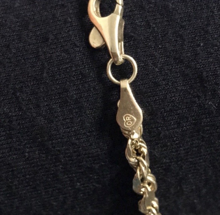 10K Yellow Gold Rope, 5g Chain Necklace 22.5 in Lobster Clasp Signed, solid gold
