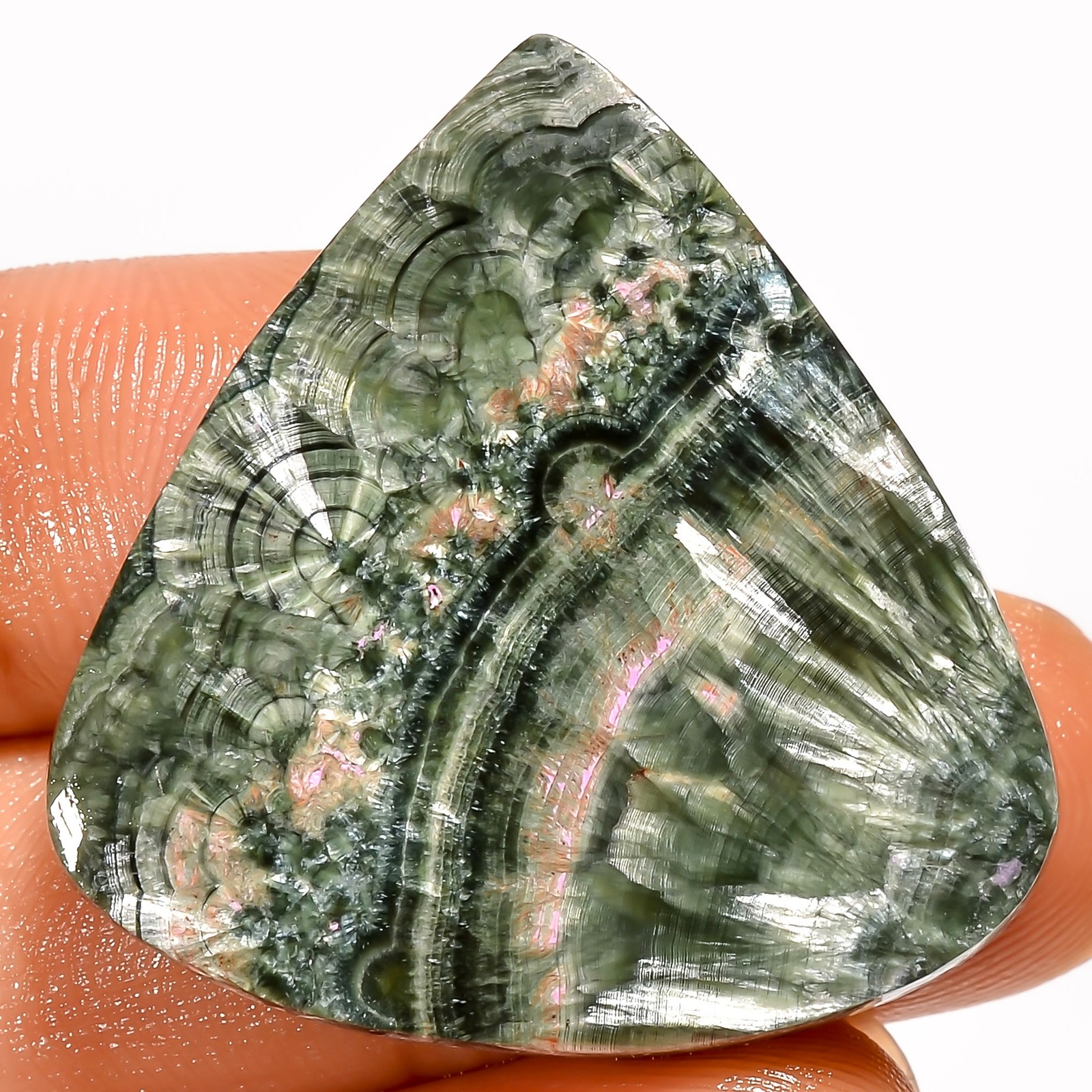 100% Natural Seraphinite Heart Shape Cabochon Gemstone 29.5 Ct 31X30X4mm EE53045