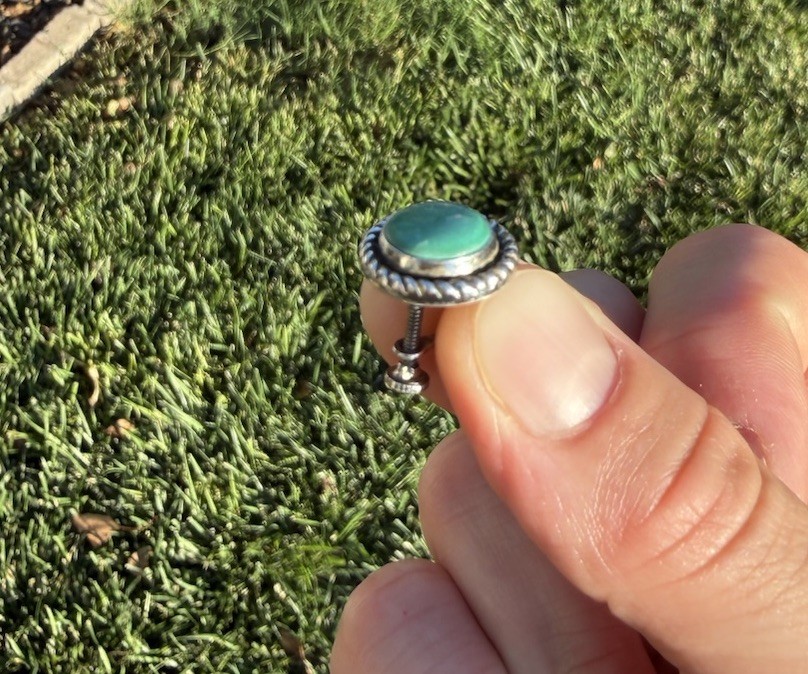 Vintage Native American Sterling Silver and Turquoise Screw Back Earrings