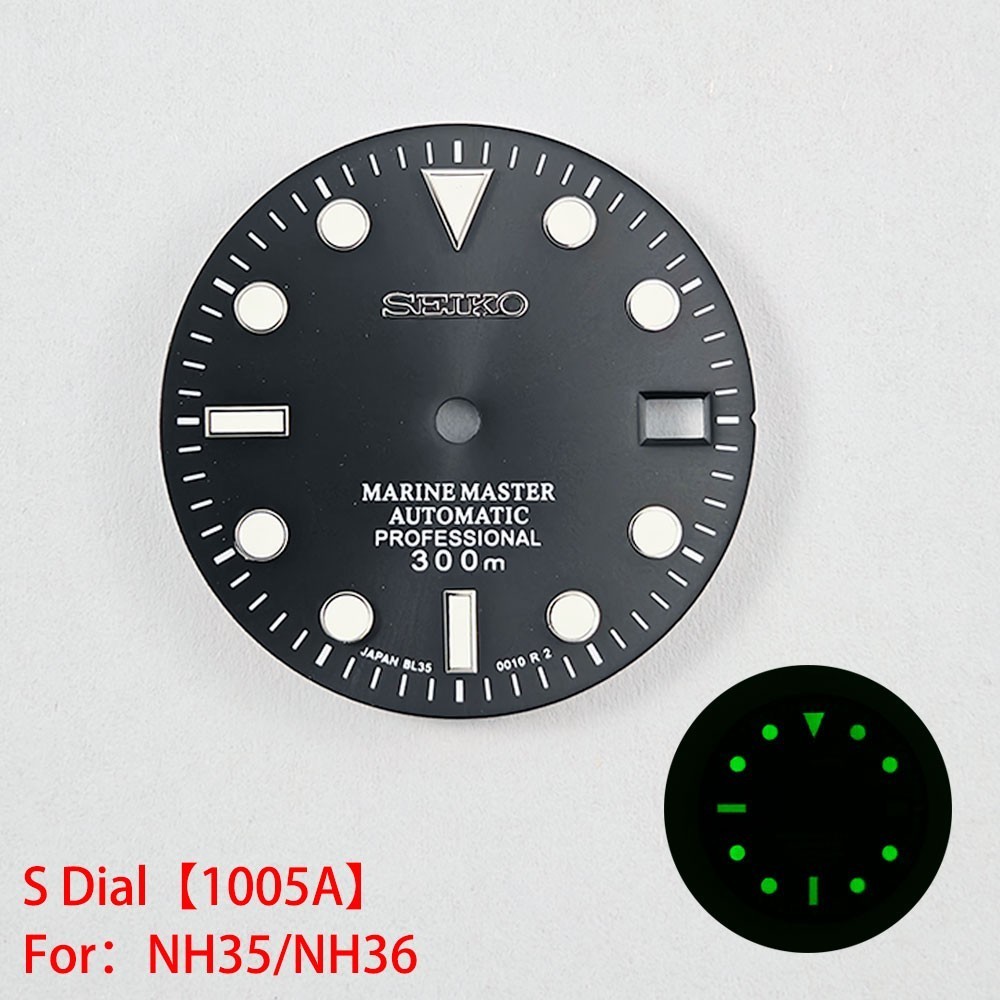 28.5mm Seiko Sunburst Watch Dial Green Luminous Fit NH35 NH36 Movement