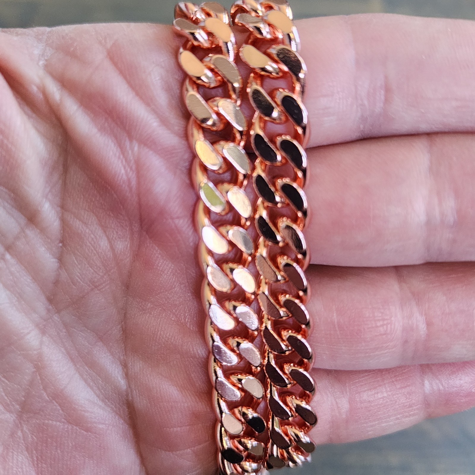 Pure Copper Cuban Chain Necklace – 9 mm Heavy Cuban Link Chain 22″-24″