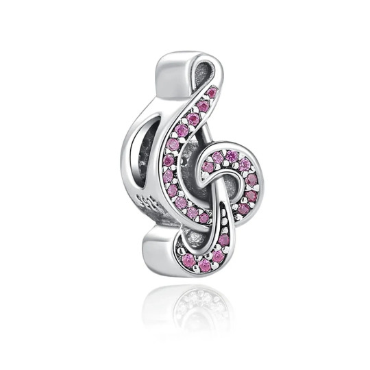 Pink Music Note Charm For Bracelet, Beaded Charm, Music Charm, Note Charm