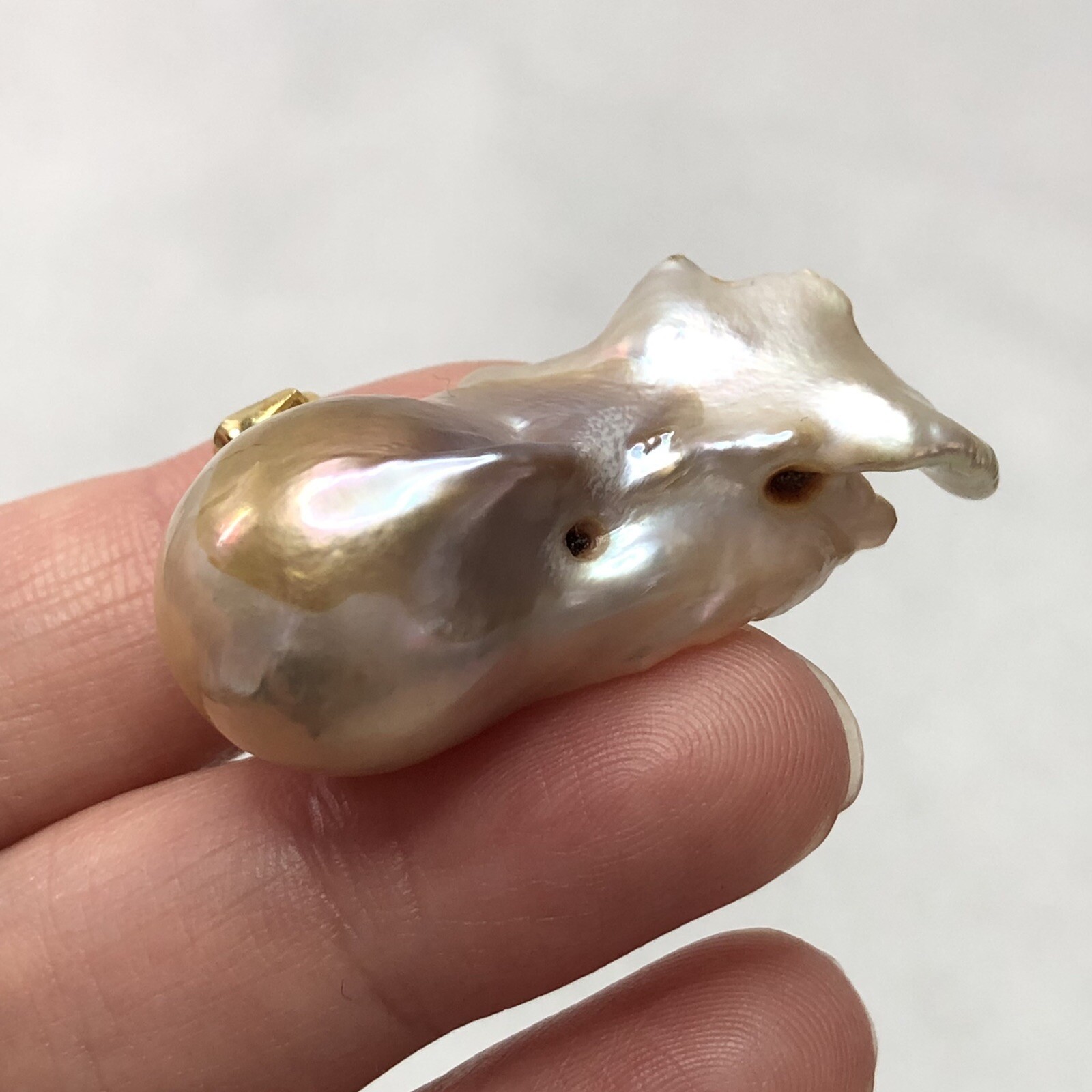 Unique Cream Baroque Pearl S925 Fish Pendant L40mm x H22mm x W17.5mm #P0116
