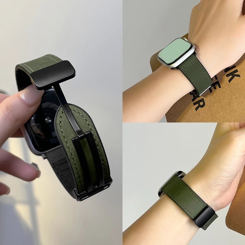Leather Strap for Apple Watch Ultra 10 9 8 7 SE Band 49mm 45mm 41mm Men Women