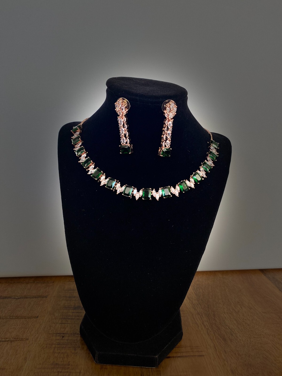 Emerald Necklace set A D Jewelry Rose Gold Bridesmaid Jewelry Gift C Z Jewelry