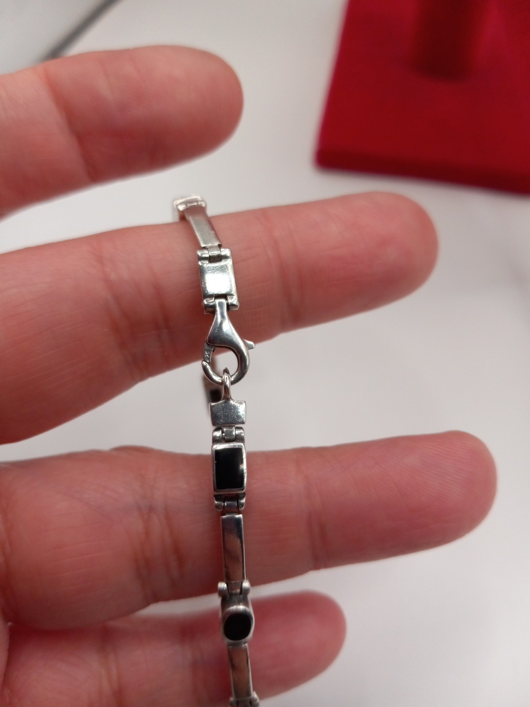 Sterling Silver Black Onyx Tennis Bracelet 7in