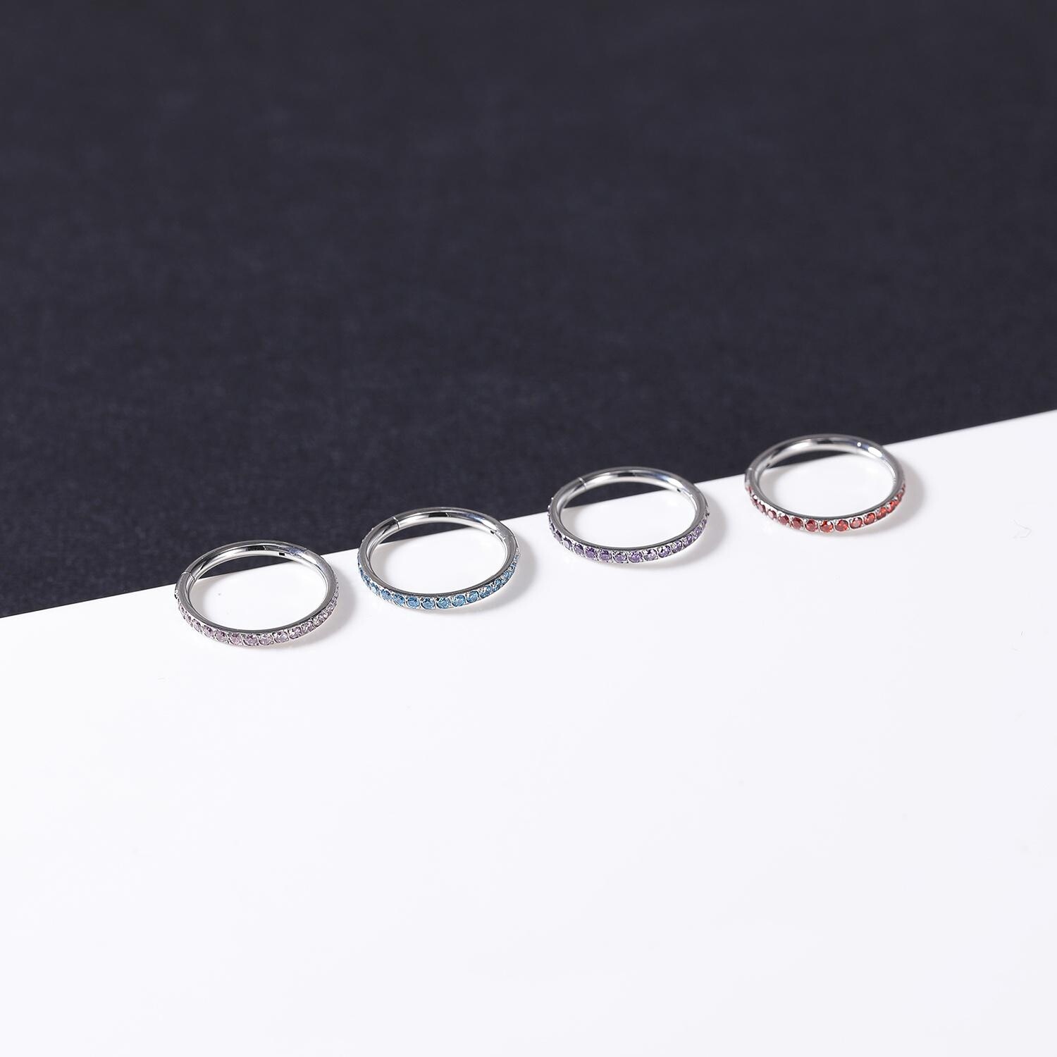 1 Pc Surgical Steel Nose Ring Hoop Septum Piercing CZ Cartilage Earrings Jewelry