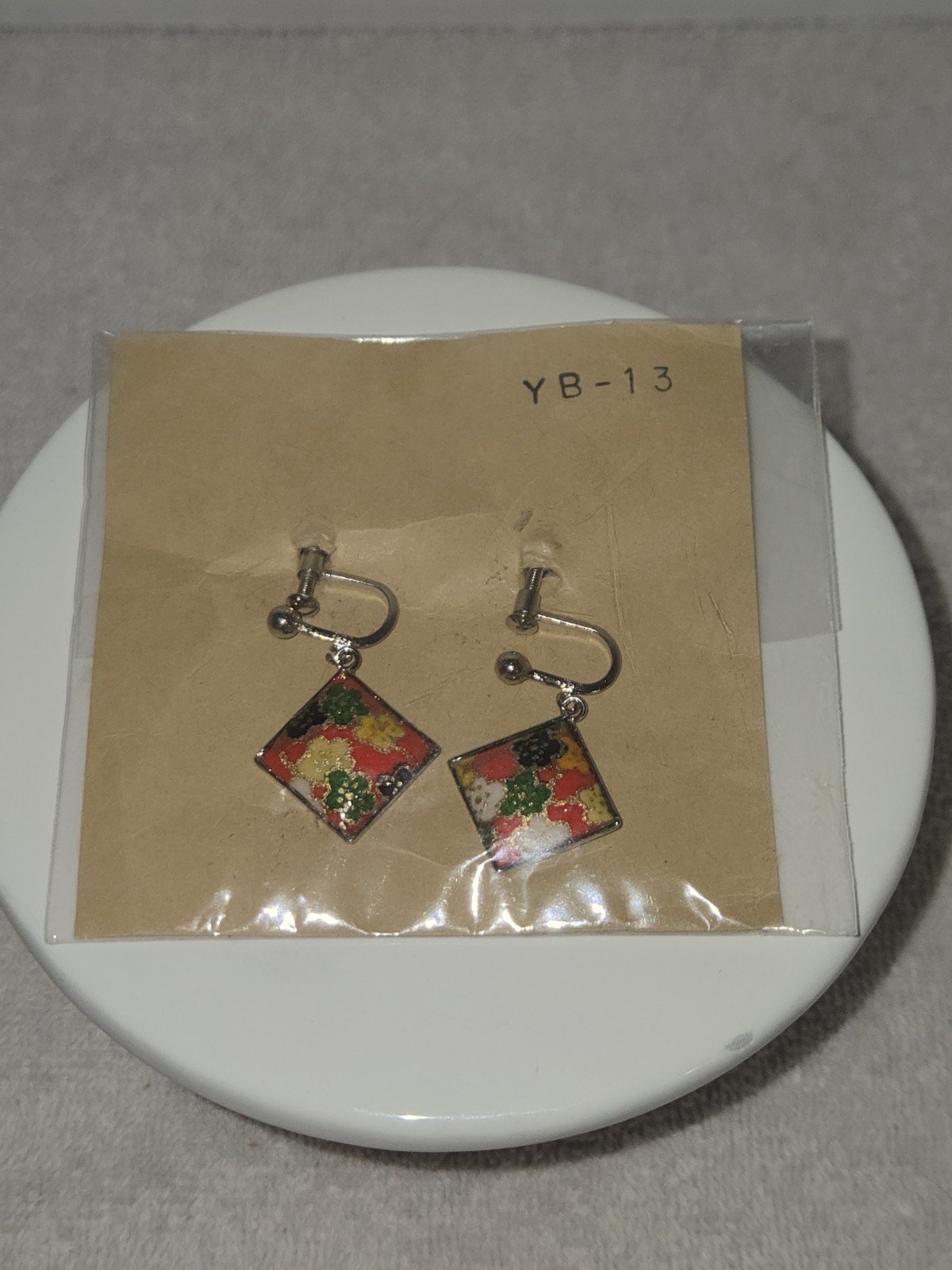 Antique Pattern Womens Washi Paper Or Kimono Fabric Square Earrings