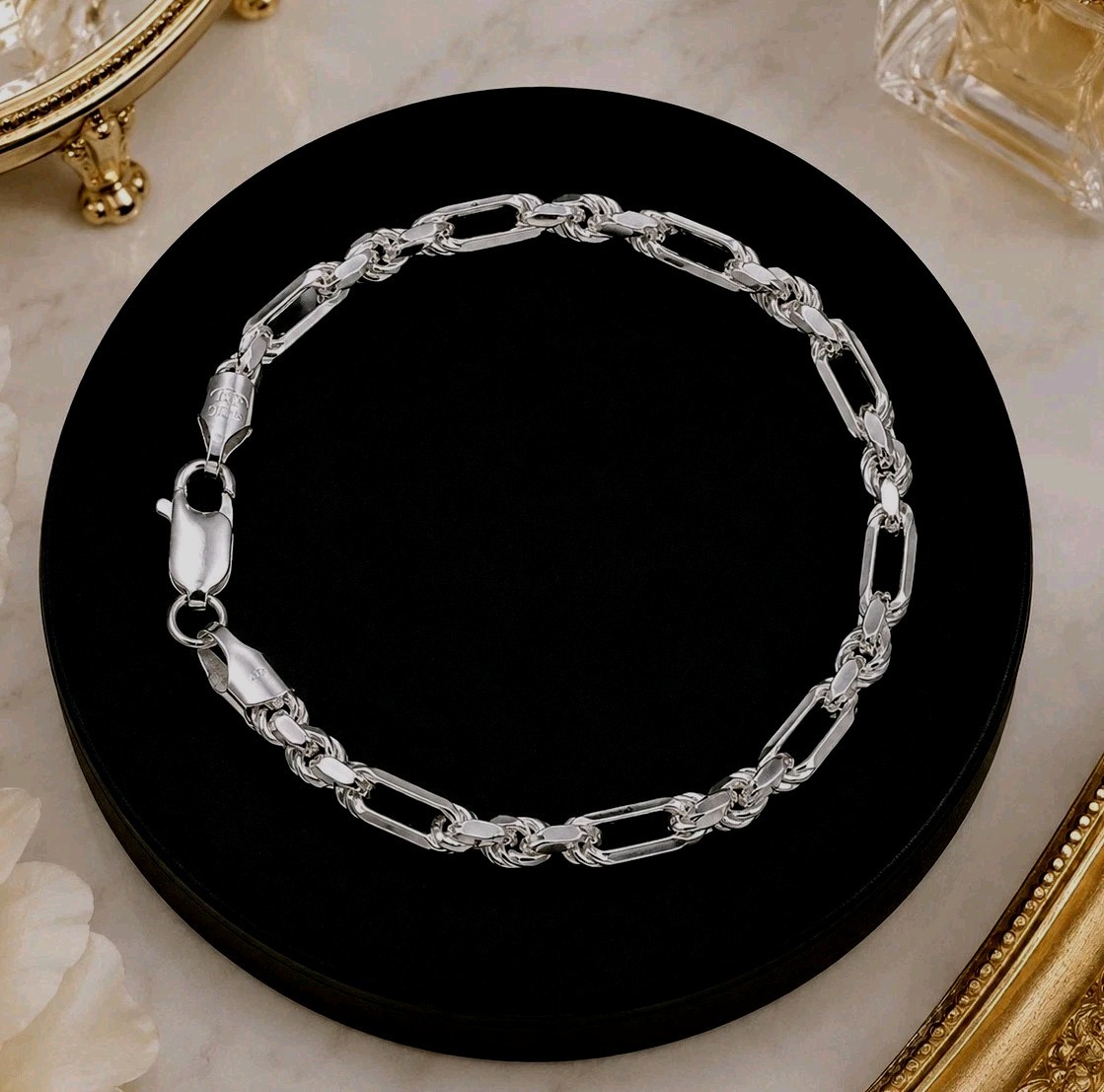 New Italy 925 Sterling Silver Figarope Milano Bracelet Fits 6.5″Wrist 10.4g