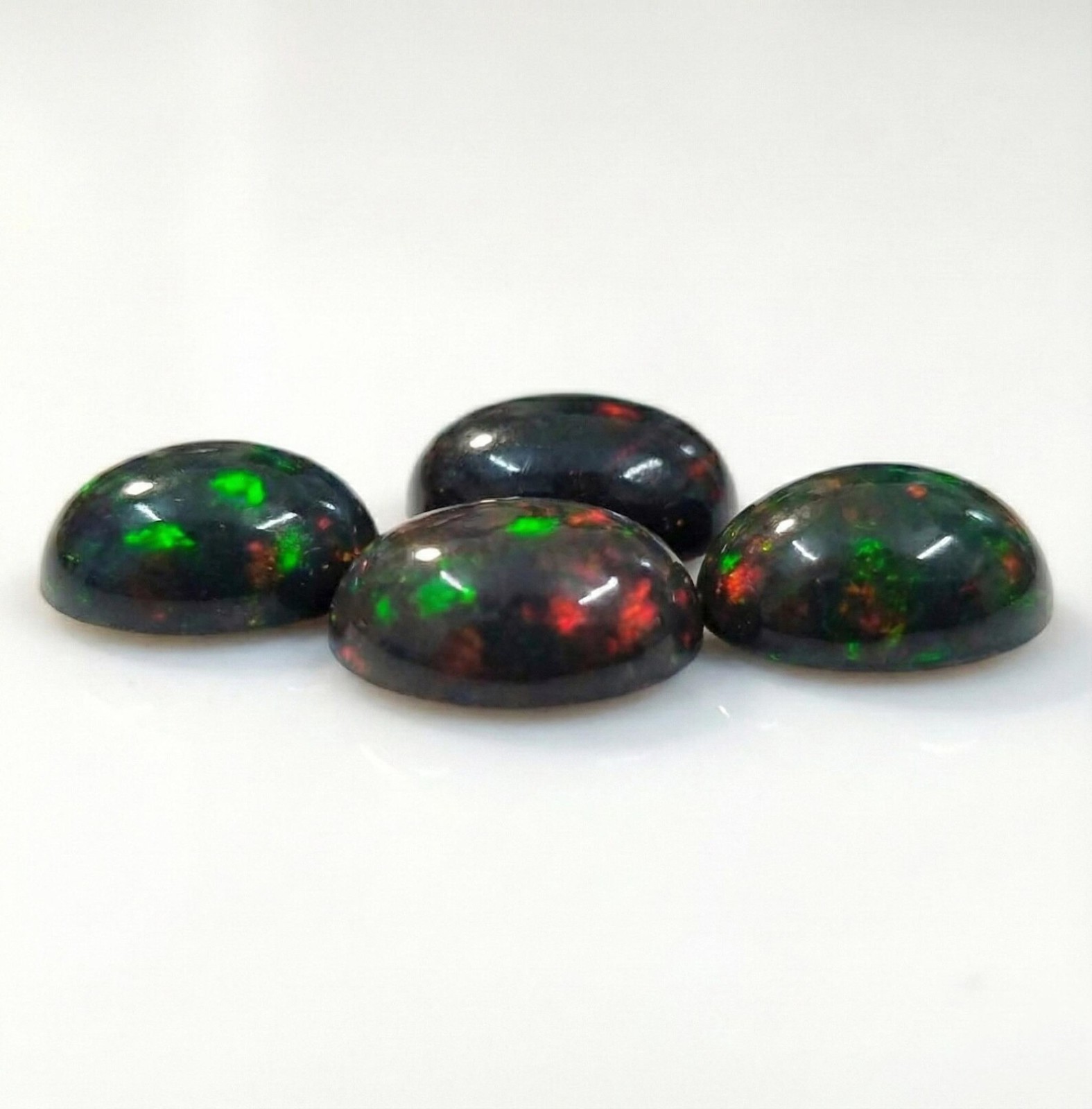 Natural Black Ethopian Opal Oval Cabochon 3x5mm To 8x10mm Loose Gemstone