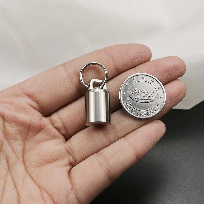 Titanium Necklace Medicine Box Pill Case Pendant & Ti beads chain Waterproof