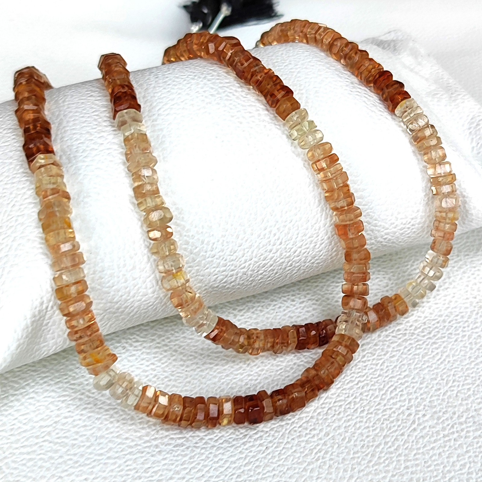 Natural Brazil Imperial Topaz 5mm Faceted Bolt Shape Beads 16″ Gem Strand