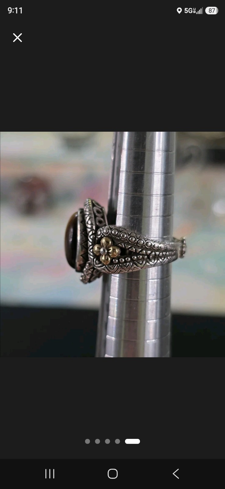 Tiger’s Eye Gemstone Set In Sterling Silver with Intricate FILIGREE..925