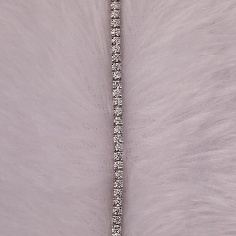 14K White Gold 6.60CT Round Cut GDGL Certified Natural Diamond Tennis Bracelet