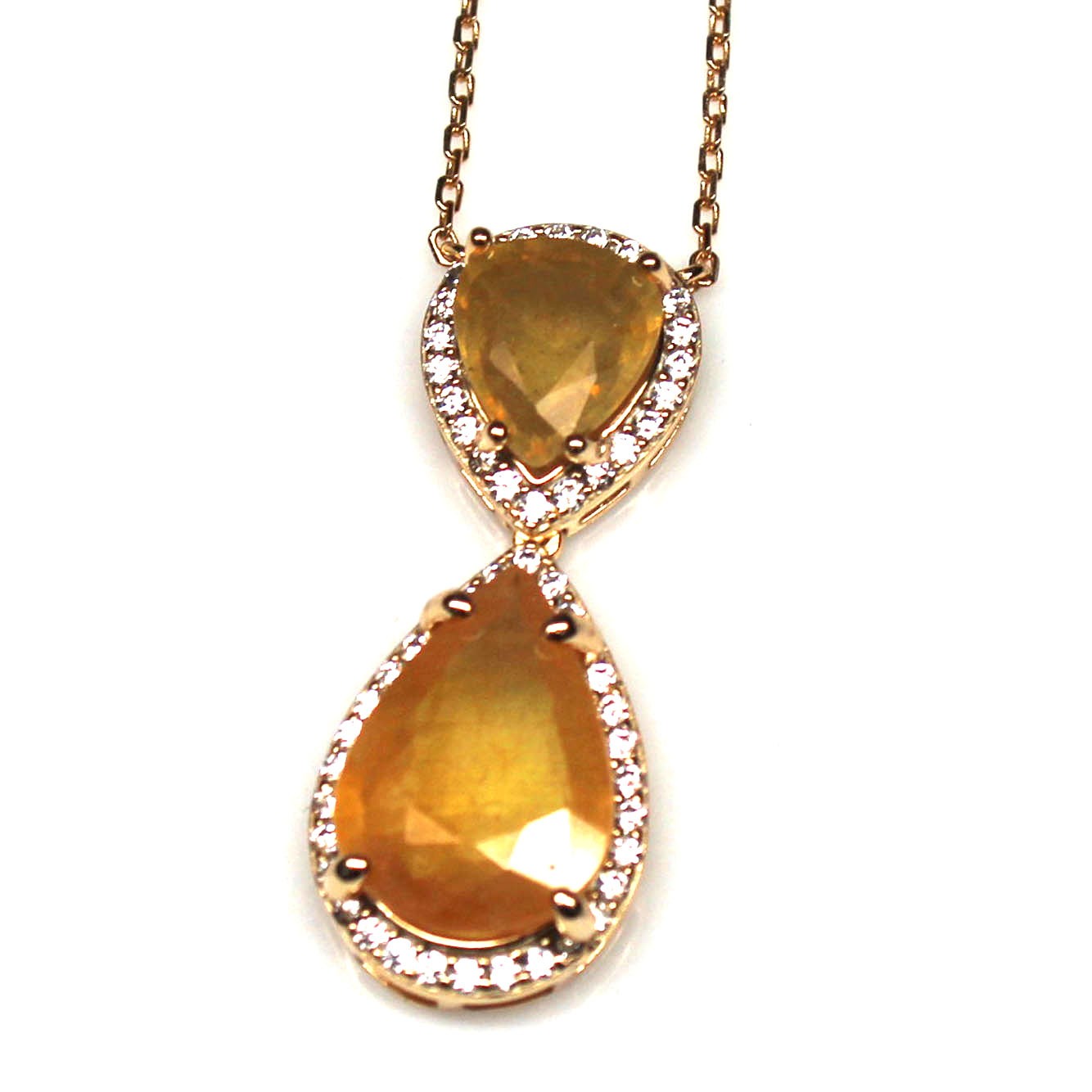 Handmade 925 Sterling Silver Yellow Sapphire Zircon Necklace 20 in