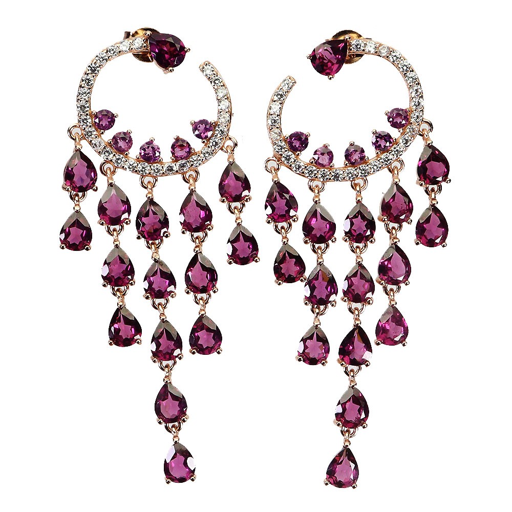 925 Sterling Silver Earrings Pear Rhodolite Garnet 5x4mm Gemstone Jewelry