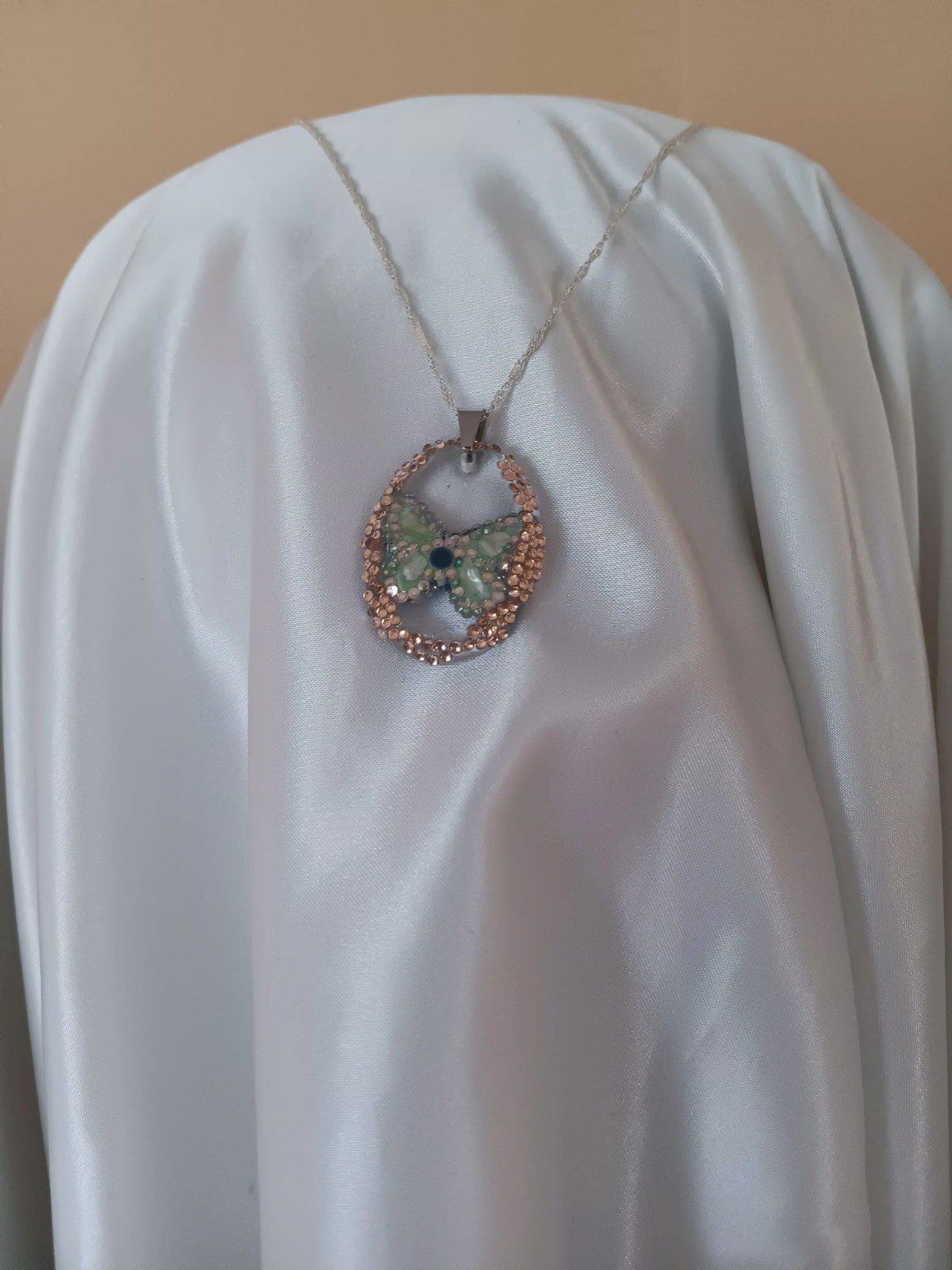 Crystal Butterfly Pendant Necklace, Reversible, Mother of Pearl – Perfect Gift!