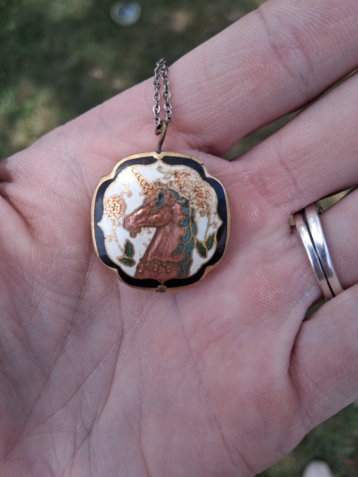 Vintage Cloisonné Mystical Unicorn Pendant