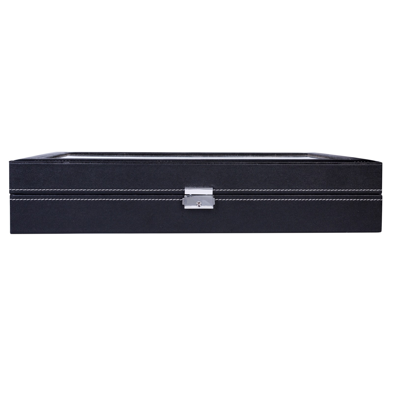 24 Compartments Top-level Opening Style Leather Watch Collection Box Black NEW