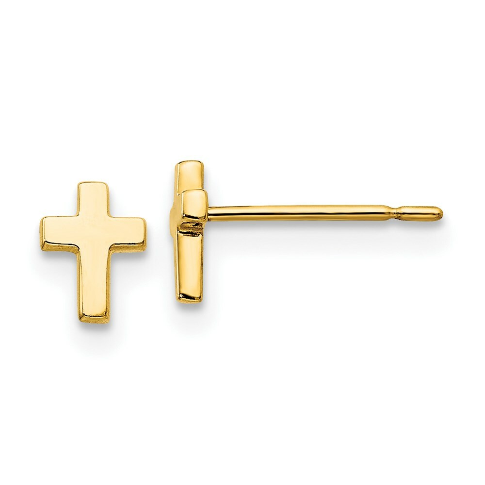 Madi K Kid’s Earrings 14k Yellow Gold 4 mm Cross Post and Push Button