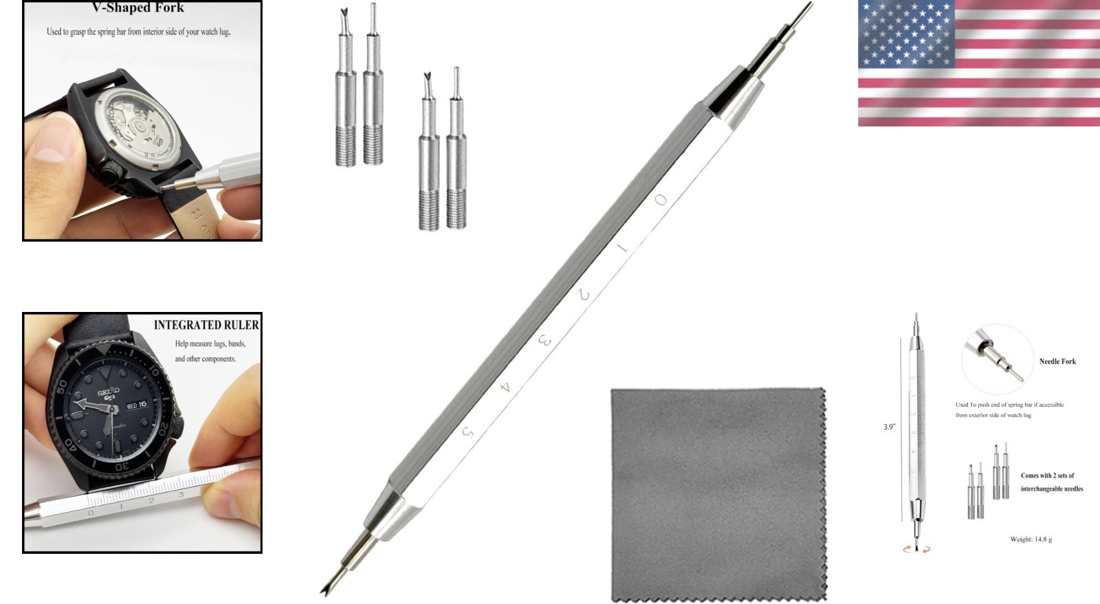 Essential Watch Spring Bar Tool with Spare Forks – Effortless Strap Changes