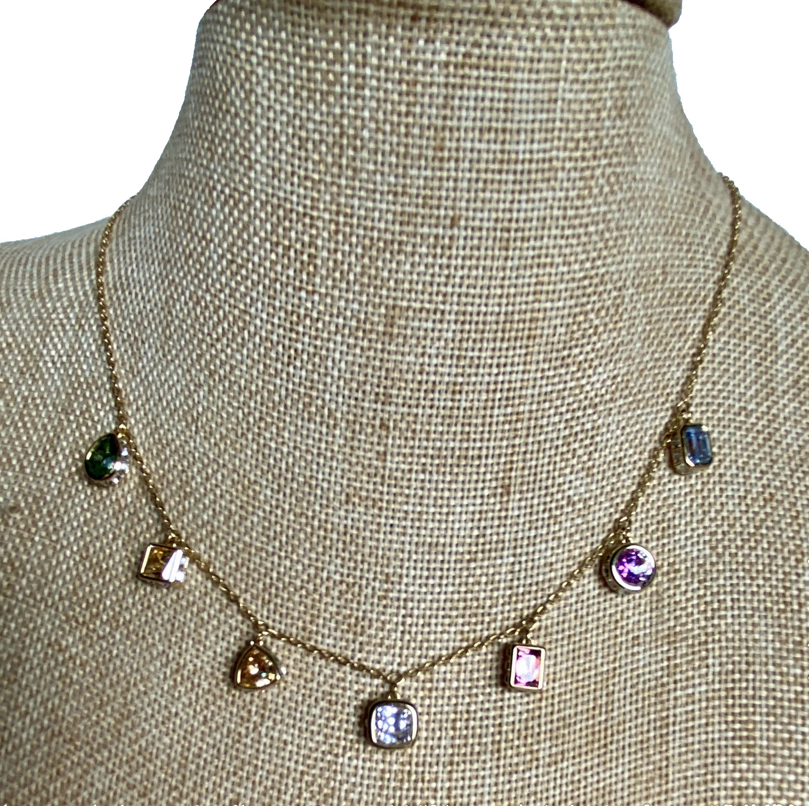 Adjustable Swarovski Stilla Multi-Color Mixed Cuts Necklace 14″ to 17″ Long