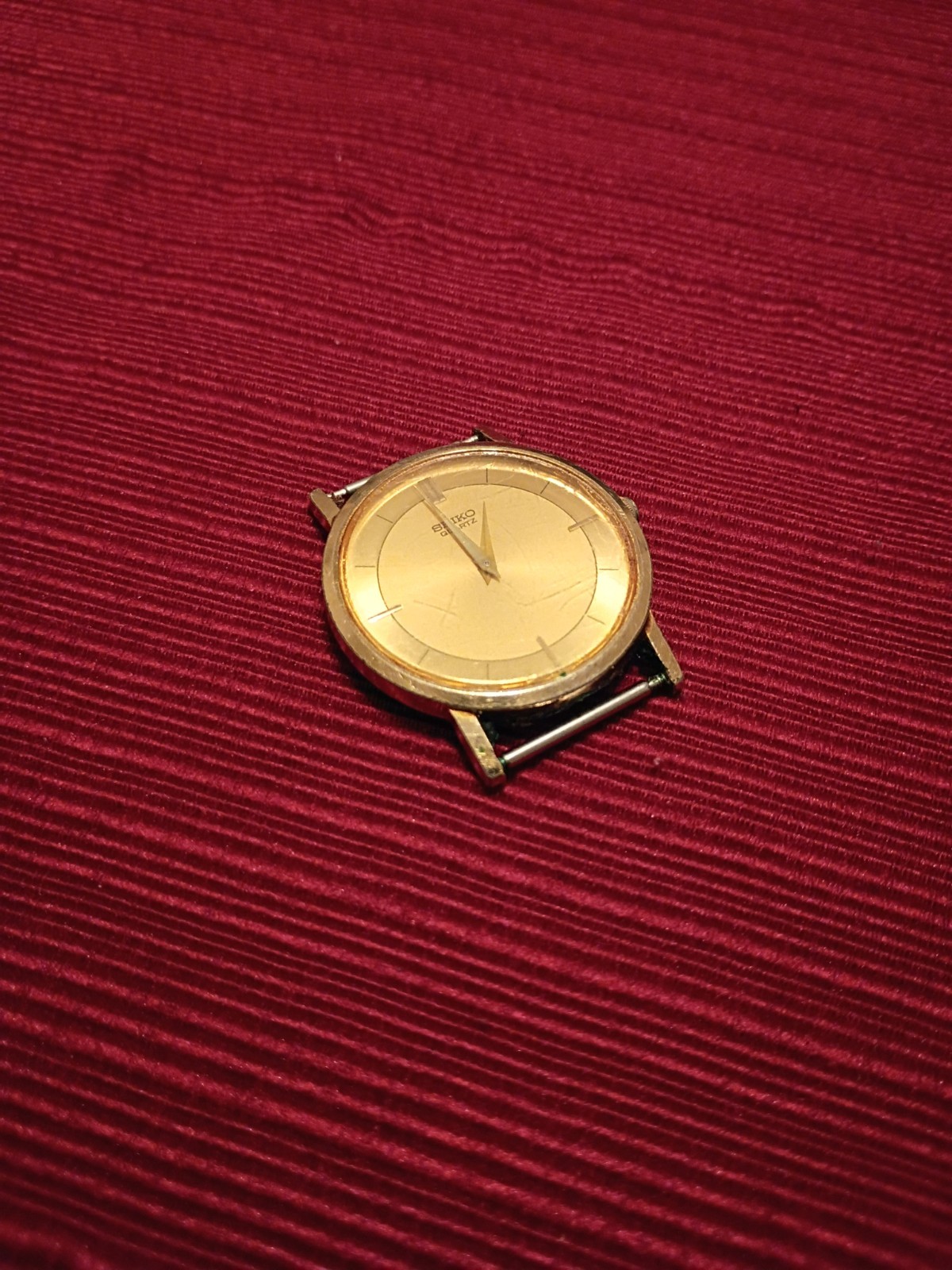 Seiko Quartz Gold Tone Analog Dress Watch Head Only Round Baton Dial – Working